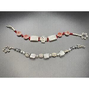 Silver Tone Charm Bracelets Set
